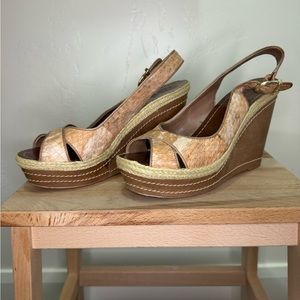 Vince Camuto Snake Skin Espadrille Wedge Platform SZ 9